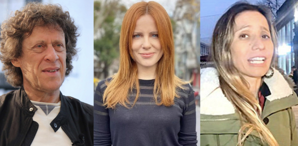 Pedro Brieger, Agustina Kampfer y la periodista Cecilia Guardati.